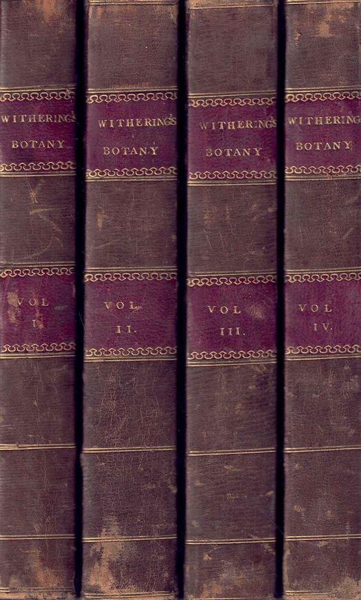 An Arrangement of British Plants according to the latest improvements of the Linnean System; with an easy introduction to the study of Botany. Illustrated by copper plates.  6th edition, corrected and considerably enlarged. 4 volumes. 1818. 34 copper plates. 2021 p. & indices. gr8vo. Halfleather, with gold tooling on spine.