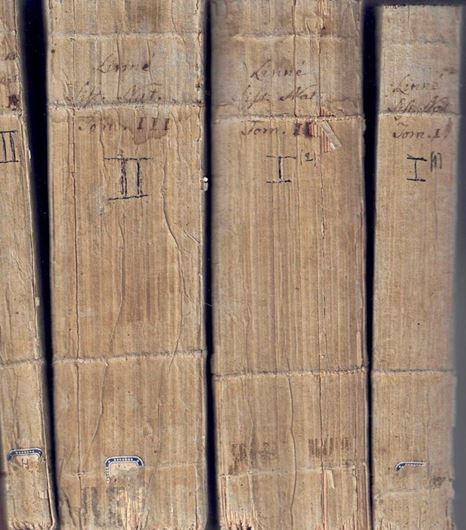 Caroli a Linné Systema Naturae per Regna Tria Naturae secundum Classes, Ordines, Genera, Species com Characteribus, Differentiis, Synonymis, Locis. Editio decima tertia ad Editionem duodecimam reformatam Holmiensem. 3 volumes bound in 4 parts.  Vindobonae: Typis  Ioannis Thomae Nob. de Trattnern. 1767-1770. gr8vo. Paper bd.