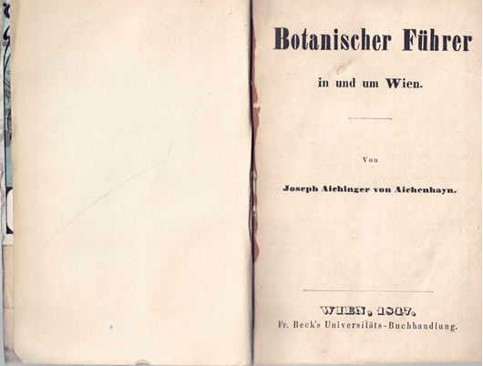 Botanischer Führer in und um Wien. Wien 1847. 524 S.- (Gebunden mit:) Verzeichnis der in und um Wien wild wachsenden Pflanzen und ihre Standorte. 136 S. 8vo. Leinen.