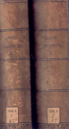 Caroli Linnaeis Fundamentorum Botanicorum ... 2 volumes. 1786.Several foldg. copper plates. LXXVI, 604, 732 p. & Coloniae Plantarum. quas praeside. D.D. Carolo Linneo, Proposuit Johannes Flygare, Dalekarus. Upsala 1768. 52 p. gr8vo. Halfleather.