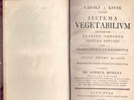 Caroli a Linné Equitis Systema Vegetabilium Secundum Classes Ordines Genera Species cum Characteribus et Differentiis. Editio Decimum Quarta Praecedente Longe Auctior et Correctior Curante Io. Andrea Murry. Gottingae 1784. (Typis et Impensis Jo. Chrsit. Dieterich). XX, 987 p. & Index Generum, 15 p. Halfleather,