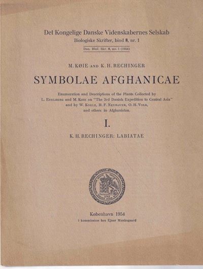 Symbolae Afghanicae. Enumeration and Descriptions of the Plants Collected by L. Edelberg and M. Koie on 'The 3rd Danish Expedition to Central Asia' and by W. Koelz, H. F. Neubauer, O. H. Volk and others, in Afghanistan. 6 vols. 1954 - 1965. (Det Kongel. Danske Videnskab. Selskab, Biologiske Skrifter, 8:1-2; 9:3; 10:3; 13:4; 14:4). illus. 1048 p. gr8vo. Paper bd.