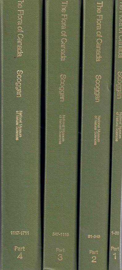 The Flora of Canada. 4 vols. 1978-1979. (Nat.Mus.of Natur. Sc.,Publ. in Bot., 7:1-4). 1711 p. gr8vo. Cloth.
