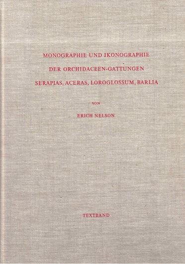 Monographie und Ikonographie der Orchidaceengattungen SERAPIAS, ACERAS, LOROGLOSSUM, BARLIA. 1968. 2 Bände. 36 (30 kolorierte) Tafeln. 8 Karten. 79 S.4to. Leinen.