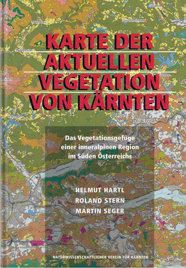 Karte de aktuellen Vegetation von Kärnten. 1: 150.000. Das Vegetationsgefüge einer inneralpinen Region im Süden Österreichs. 2001. 1 gefaltete farbige Karte. 80 S. 4to. Hardcover.