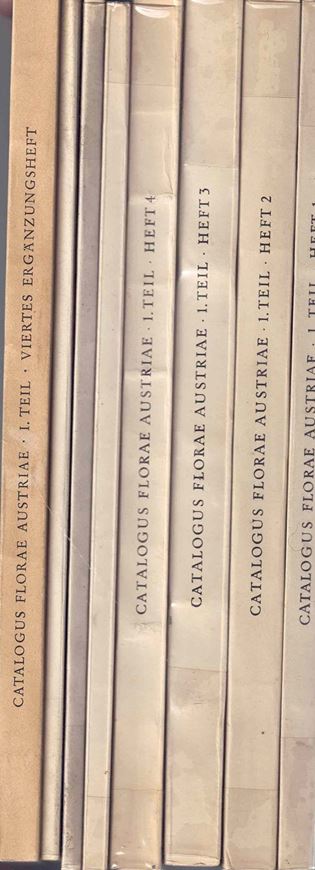 Catalogus Florae Austriae. Ein systematisches Verzeichnis der auf österreichischem Gebiet festgestellten Pflanzenarten. Teil I: Pteriodphyten und Anthophyten (Farne und Blütenpflanzen). Mit Nachträgen zu Heft 1-4, Letzte Nachträge, und Ergänzungsheft 1 - 4. 1956 - 1967. XII, 999, 516 S. In Heften.