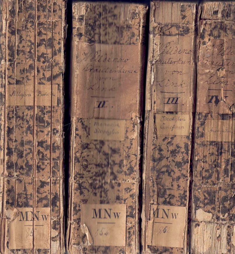 Grundriss der Kräuterkunde zu Vorlesungen entworfen von D. Carl Ludwig Willdenow. Nach dessen Tode neu herausgegeben mit Zusätzen von D.H.F. Link. Siebente vermehrte und verbesserte Auflage. 4 Teile. Berlin 1829-1833. 2627 p.