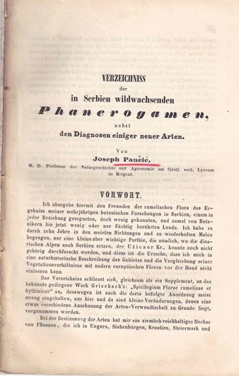 Verzeichnis der in Serbien wildwachsenden Phanerogamen nebst den Diagnosen einiger neuer Arten. 123 S.