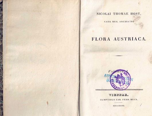 Flora Austriaca. Volume 1. 1827. 576 S. gr8vo. Pappband der Zeit.