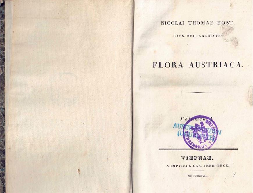 Flora Austriaca. Volume 1. 1827. 576 S. gr8vo. Pappband der Zeit.