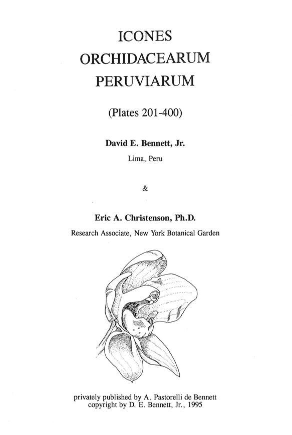 Icones Orchidacearum Peruviarum. Fasc.2: Plates 201-400. 1995. 4to. Loose-leaves.