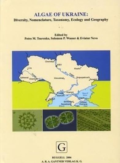 Edited by Petro M. Tsarenko, Solomon P. Wasser and Eviatar Nevo. Volume 1: Cyanoprocaryota, Euglenophyta, Chrysophyta, Xanthophyta, Raphidophyta, Phaeophyta, Dinophyta, Cryptophyta, Glaucostophyta, and Rhodophyta, by O. V. Borisova, T. M. Dorienko, T. V. Dogadina, O. S. Gorbulin, O. V. Kovalenko, M. O. Krakhmalny, S. P. Wasser et al.. 2006. Many dot maps. 31 pls. 712 p. gr8vo. Hardcover.- English,
