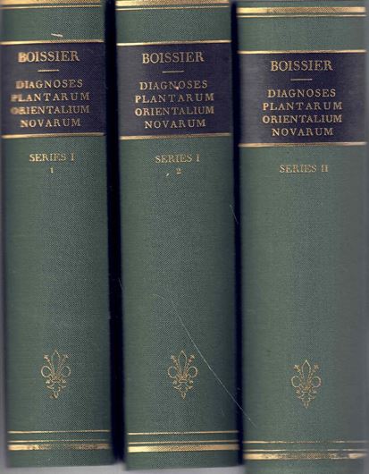 Diagnoses plantarum orientalium novarum. Series I & II. 1842-1859.. (Reprint 1969). 2279 p. Cloth.